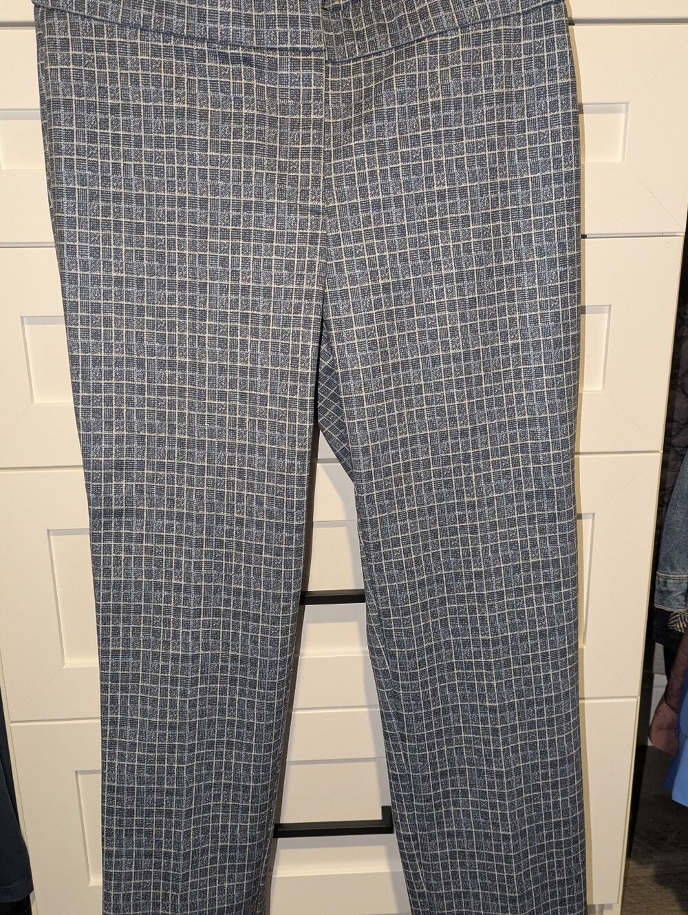 NWOT Amanda & Chelsea Blue Windowpane Slim Trousers Ankle Length Size 10 Petite